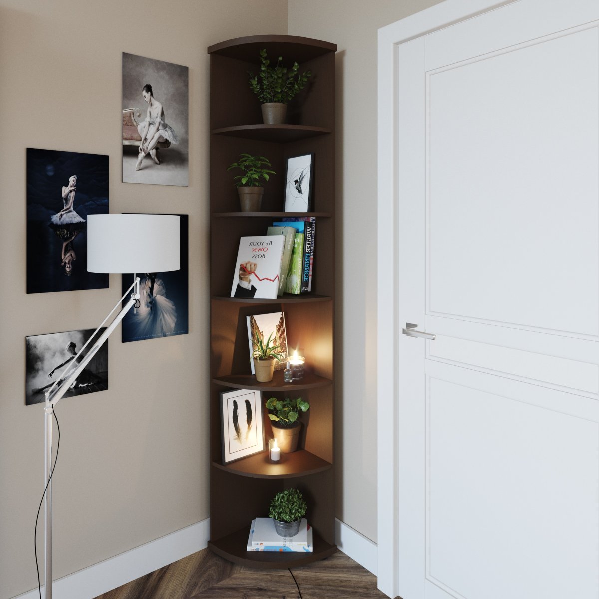 Угловые открытые полки