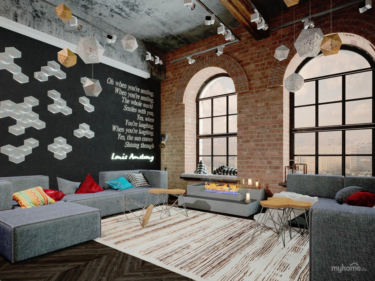 Стены в стиле лофт