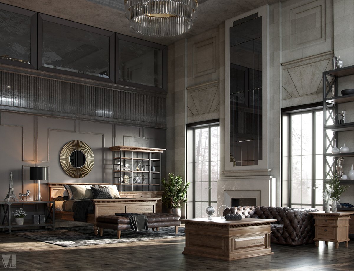 Молдинги в интерьере лофт