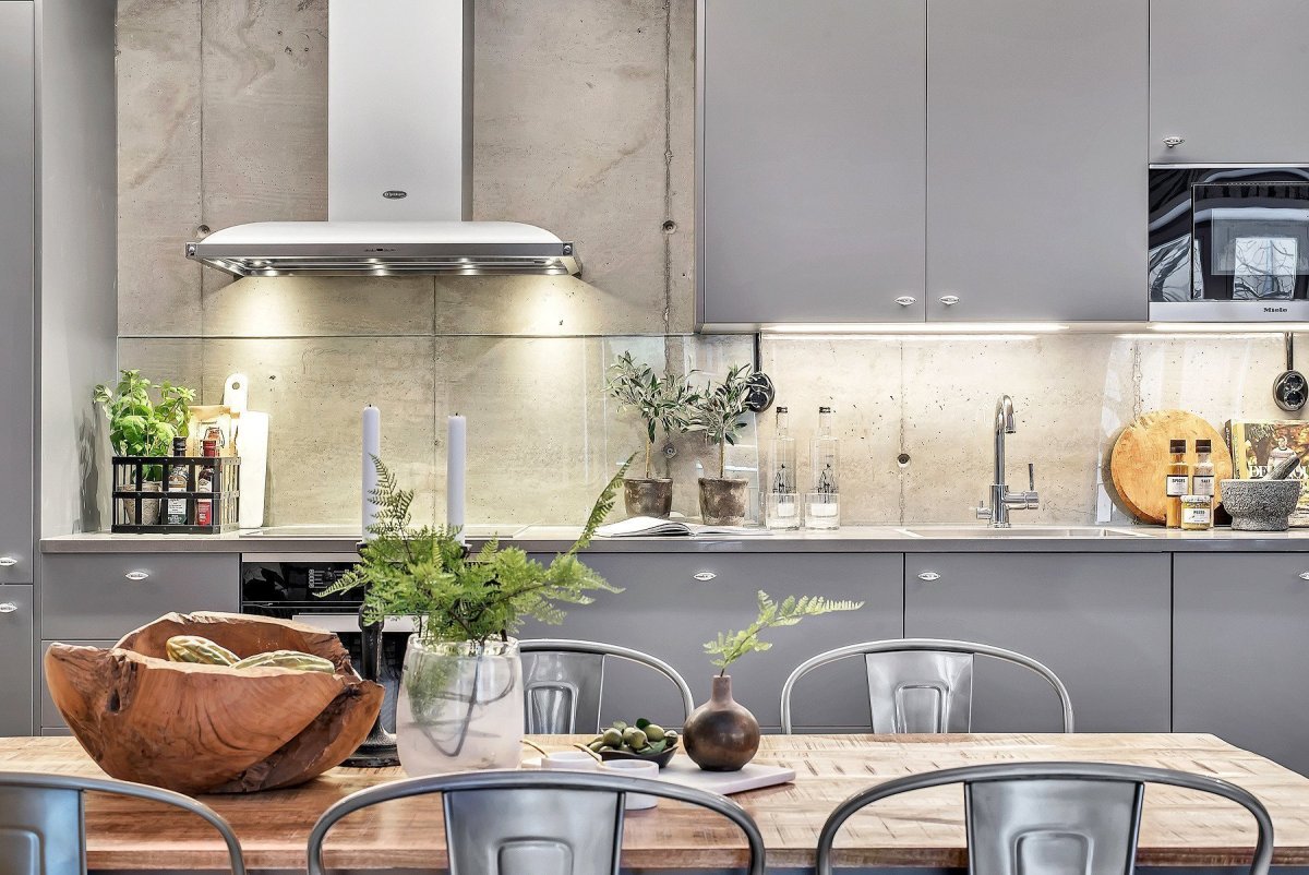 Кухни лофт дерево бетон