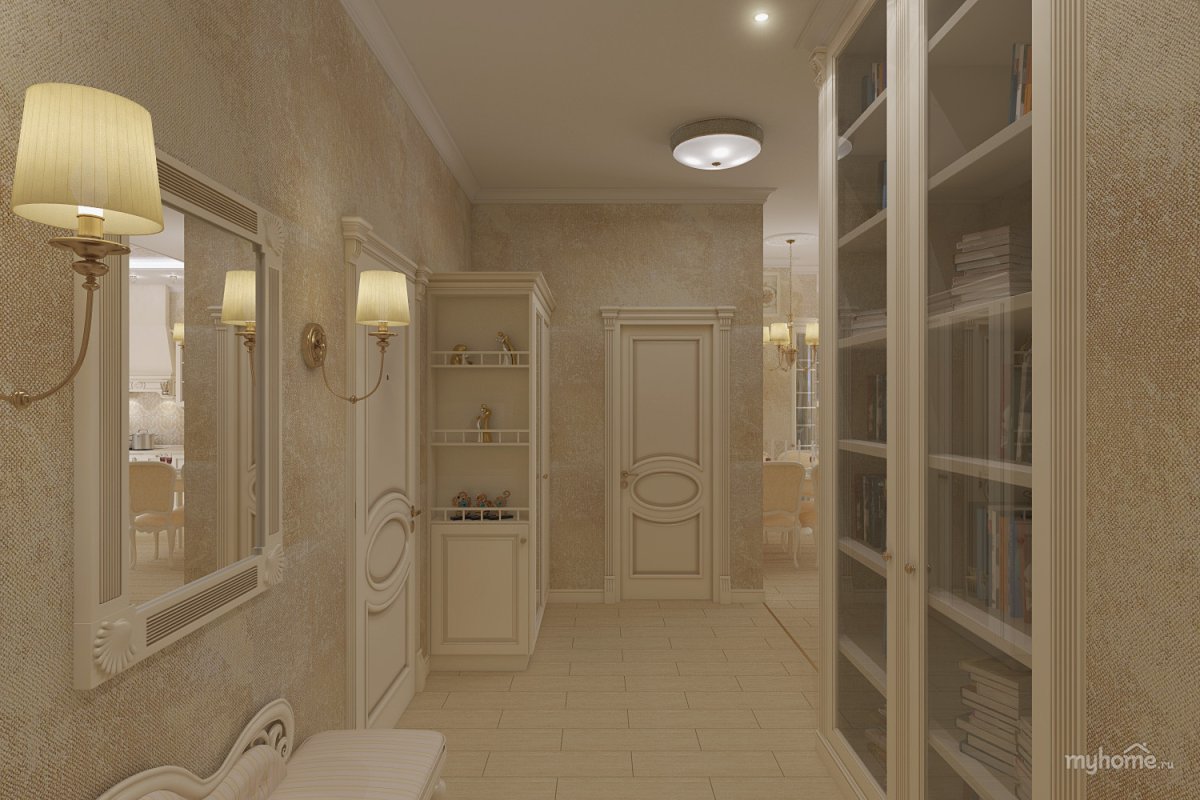 Коридор в английском стиле в светлых тонах