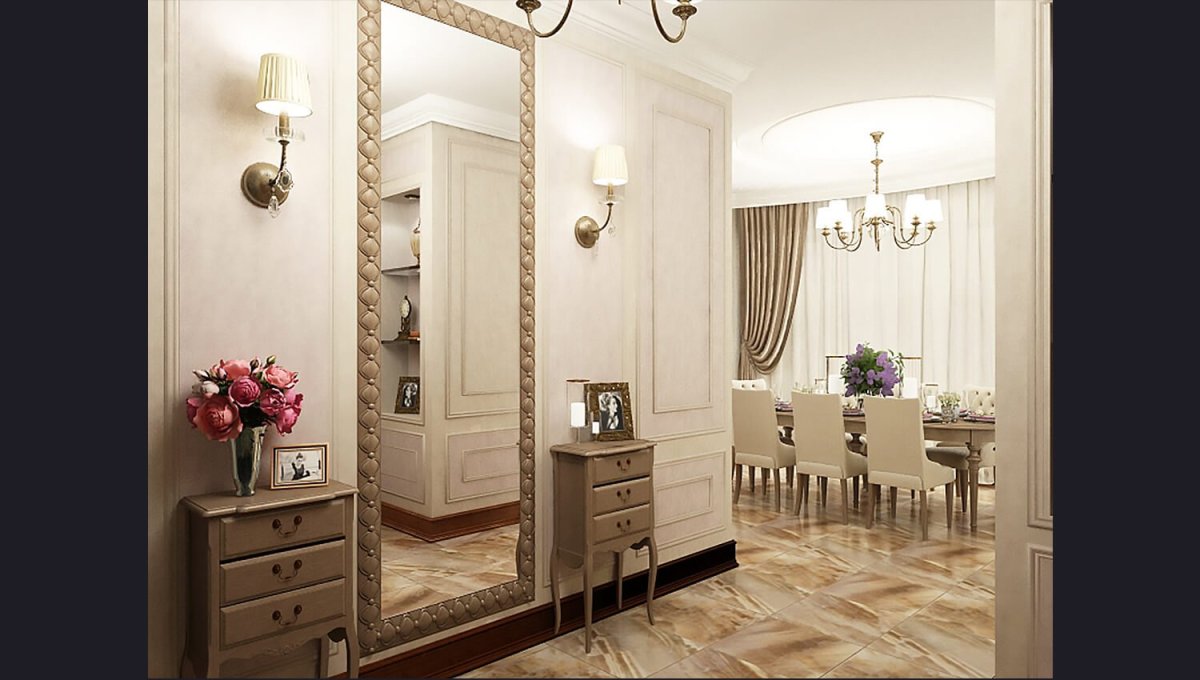 Гостиная-прихожая в классическом стиле
