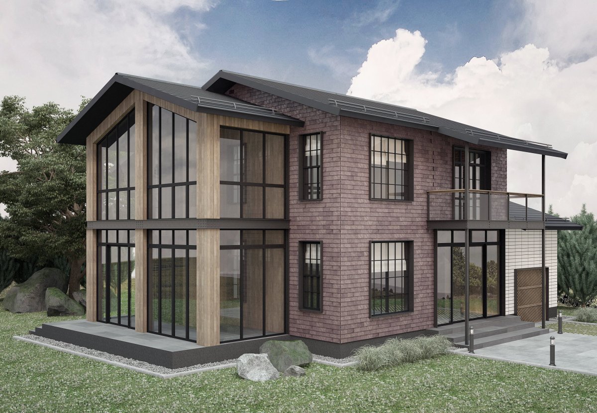 Дом лофт с плоской крышей