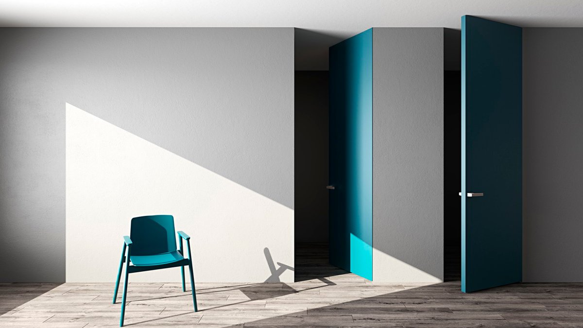 Зеркальная дверь невидимка в интерьере