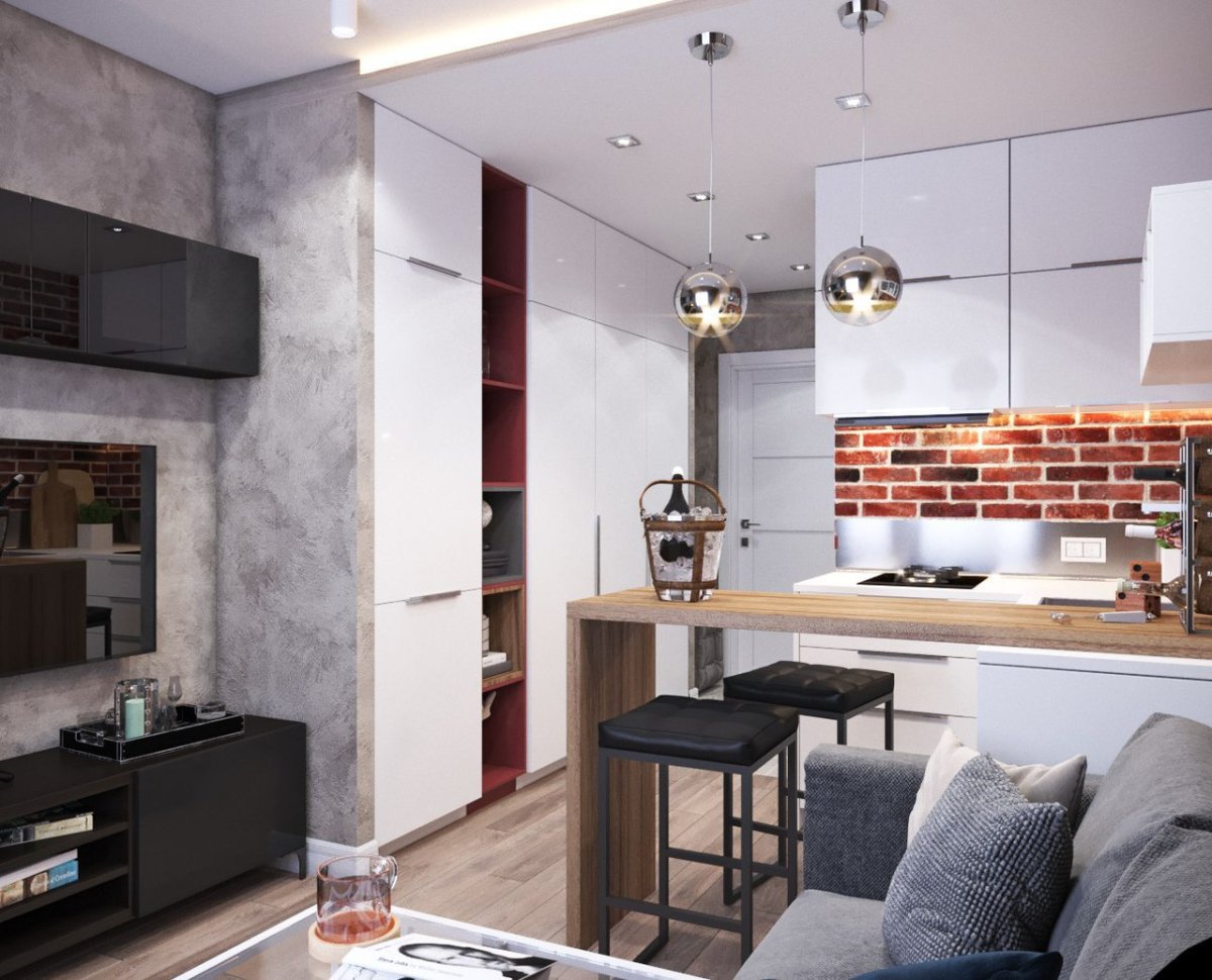 Интерьер квартиры студии 17 кв.м