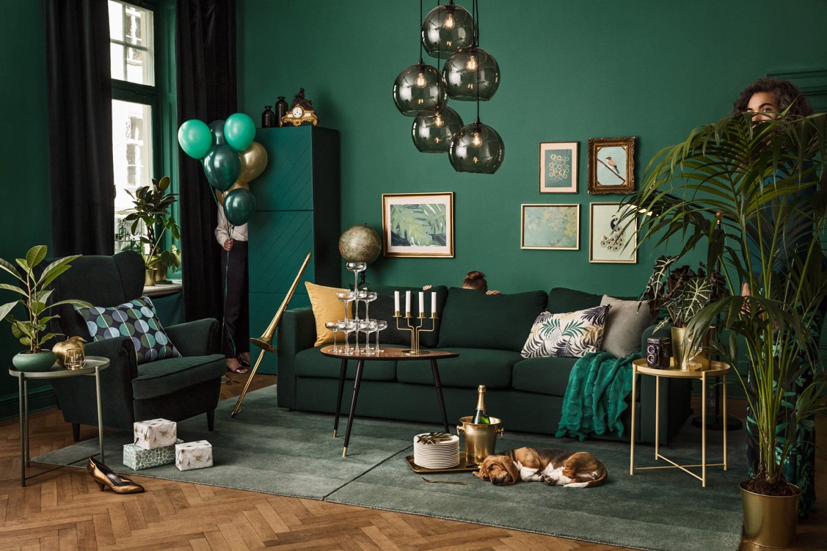 Икеа зеленая гостиная