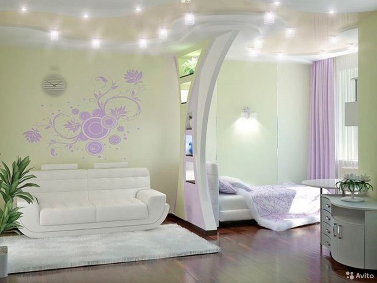 Бежево фиолетовая спальня