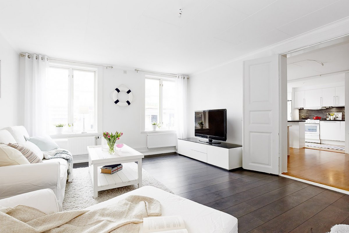 Белые стены в интерьере