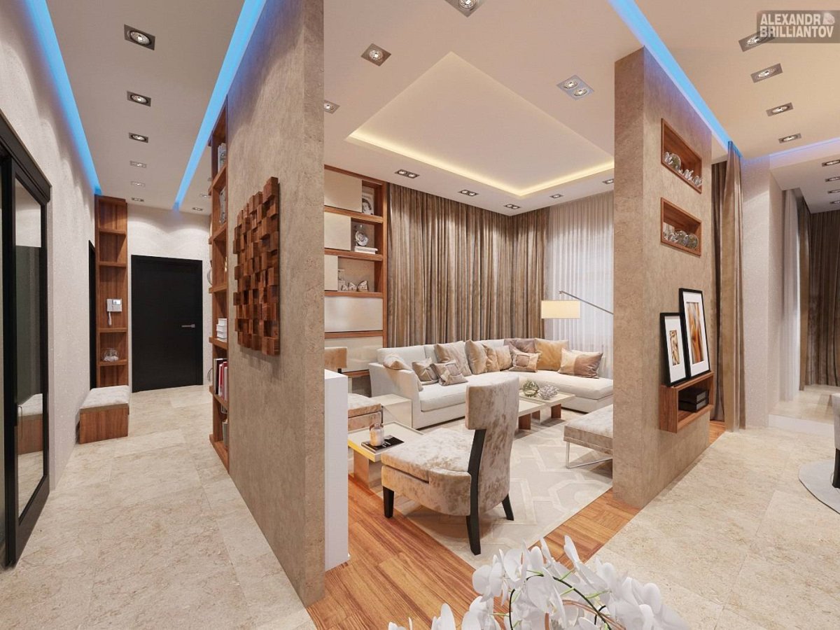 Проходная гостиная в коридоре