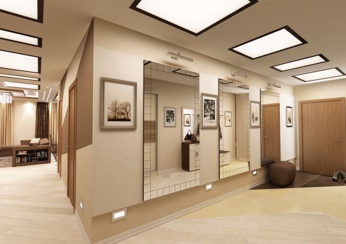 Интерьер гостиной с холлом