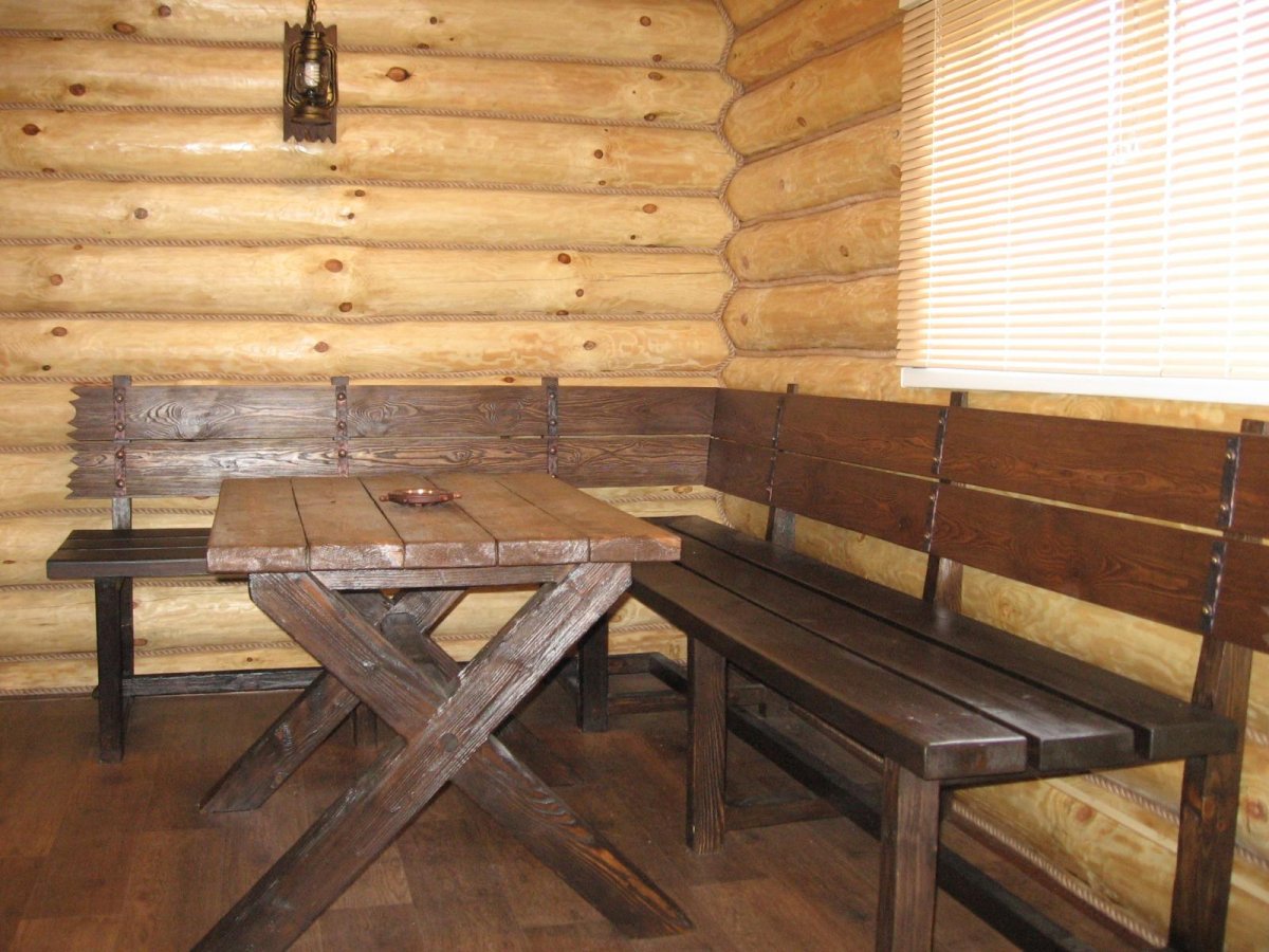 Угловая скамейка для бани