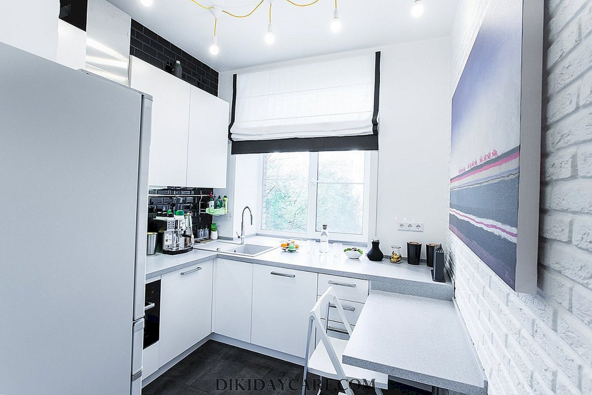 Интерьер белой кухни 8 кв м