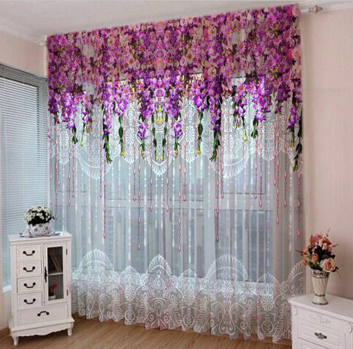 Цветная тюль для спальни