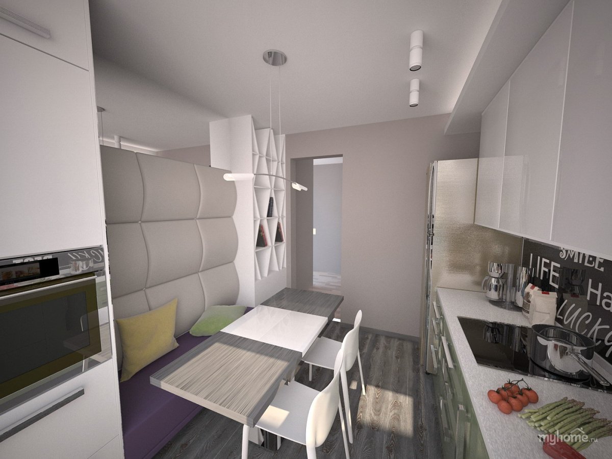 Интерьер кухни в трехкомнатной квартире