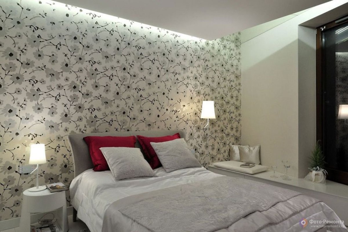 Скандинавская спальня с акцентной стеной