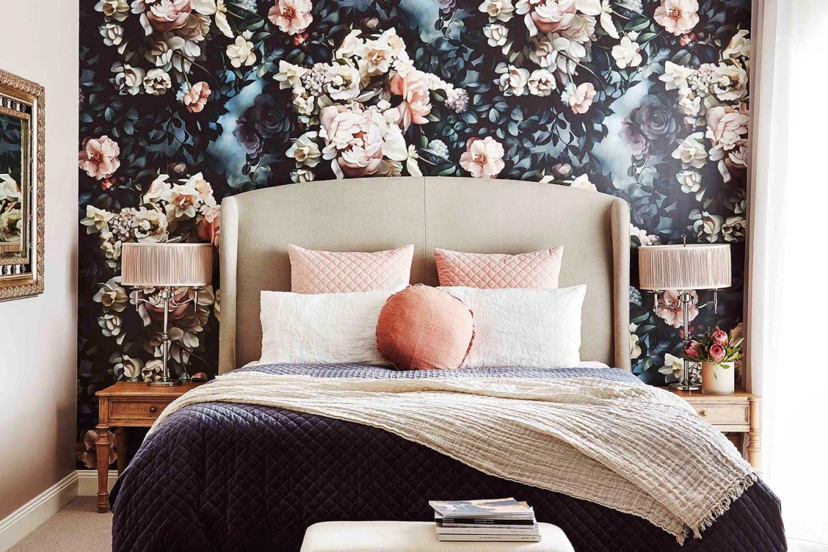 Фреска в спальне в современном стиле