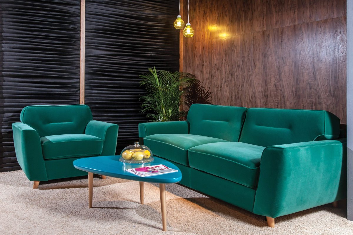 Зеленый диван в стиле арт деко