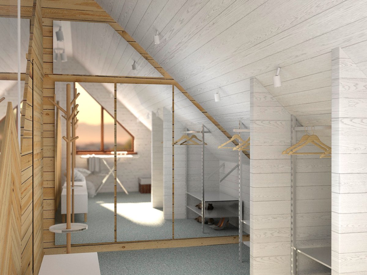 Отделка дымохода на втором этаже