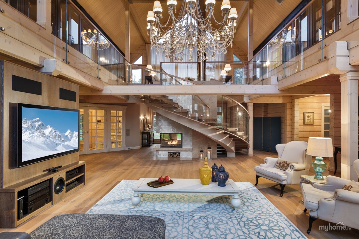 Интерьер двухэтажного коттеджа