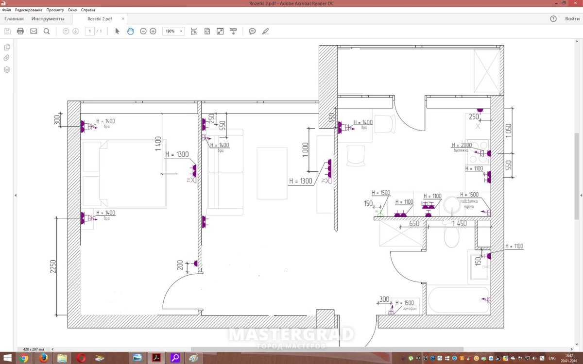 Схема расстановки розеток и выключателей