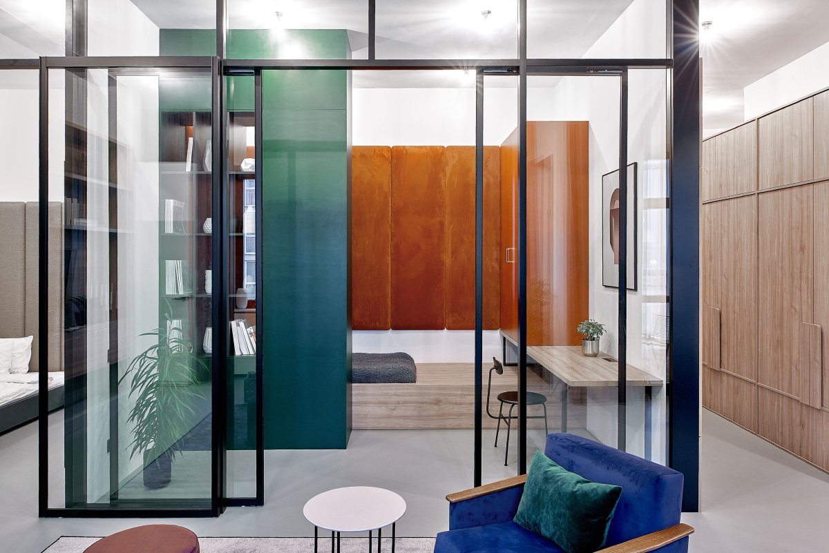 Разделение зон в комнате перегородкой