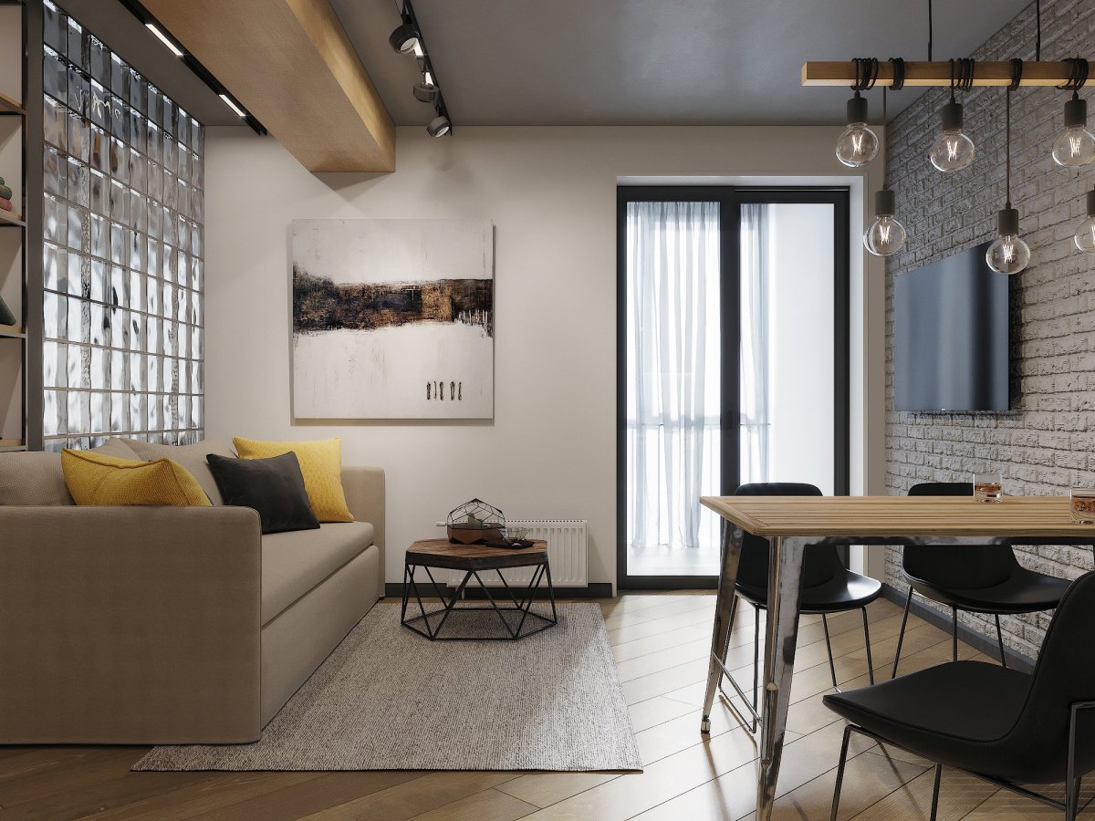 Стиль лофт в студии 20 кв.м