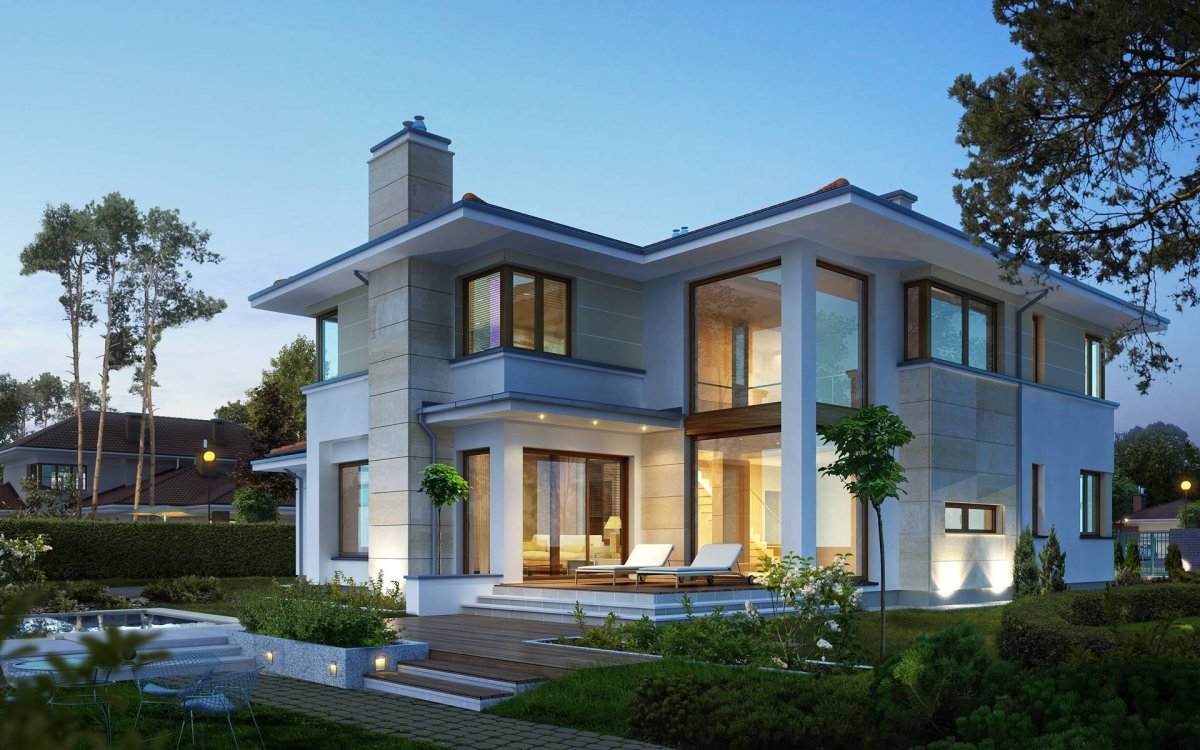 Красивые двухэтажные коттеджи