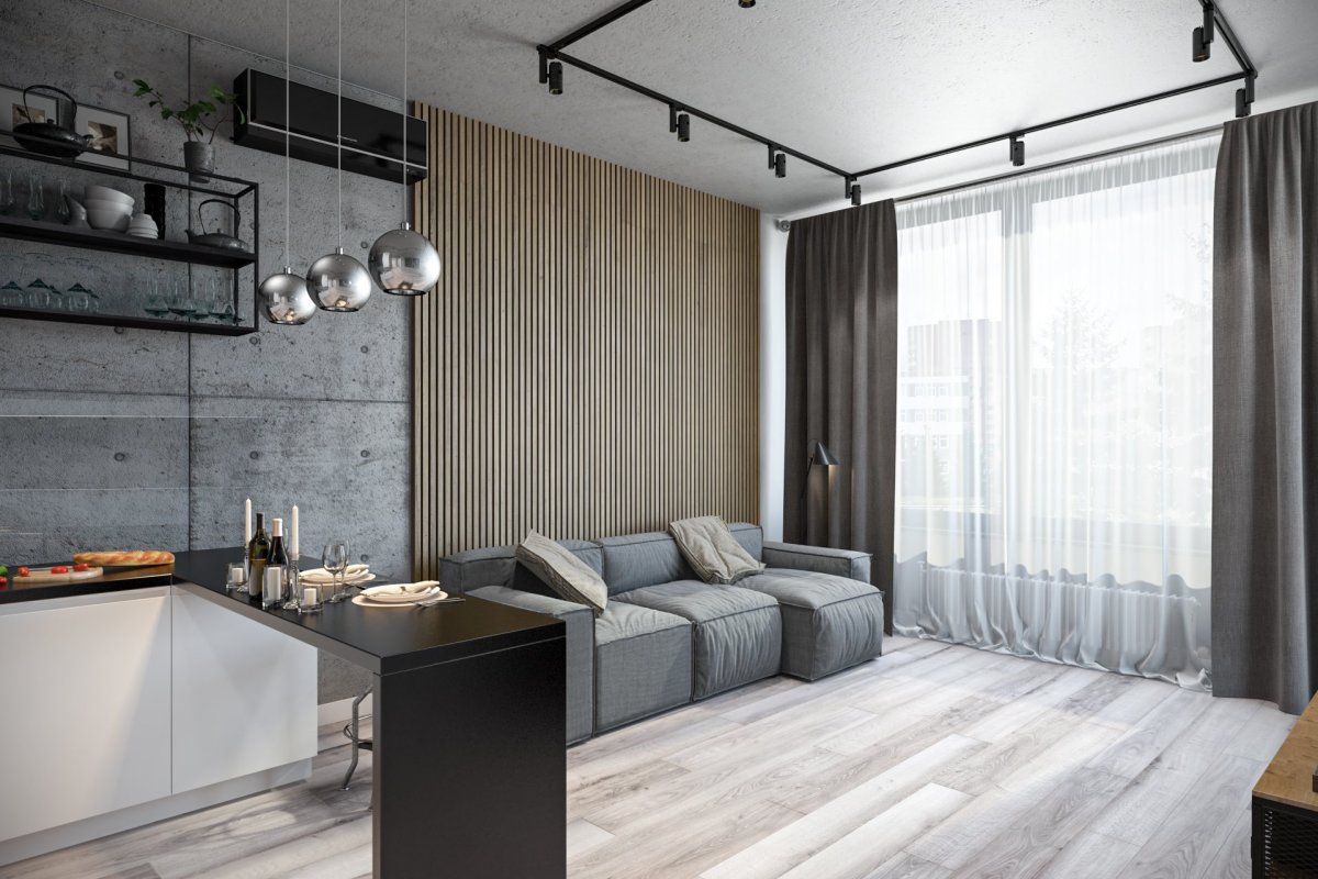 Гостиная лофт-20 (белая Аляска/черный)