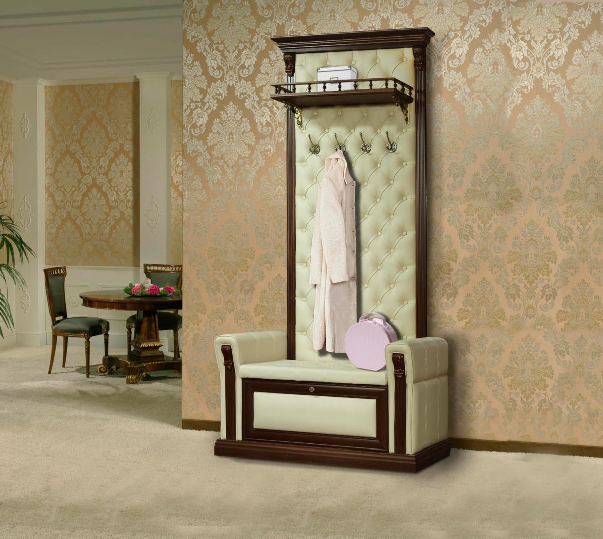 Вешалка «благо» с подлокотниками, полкой, зеркалом и часами б5.12-1