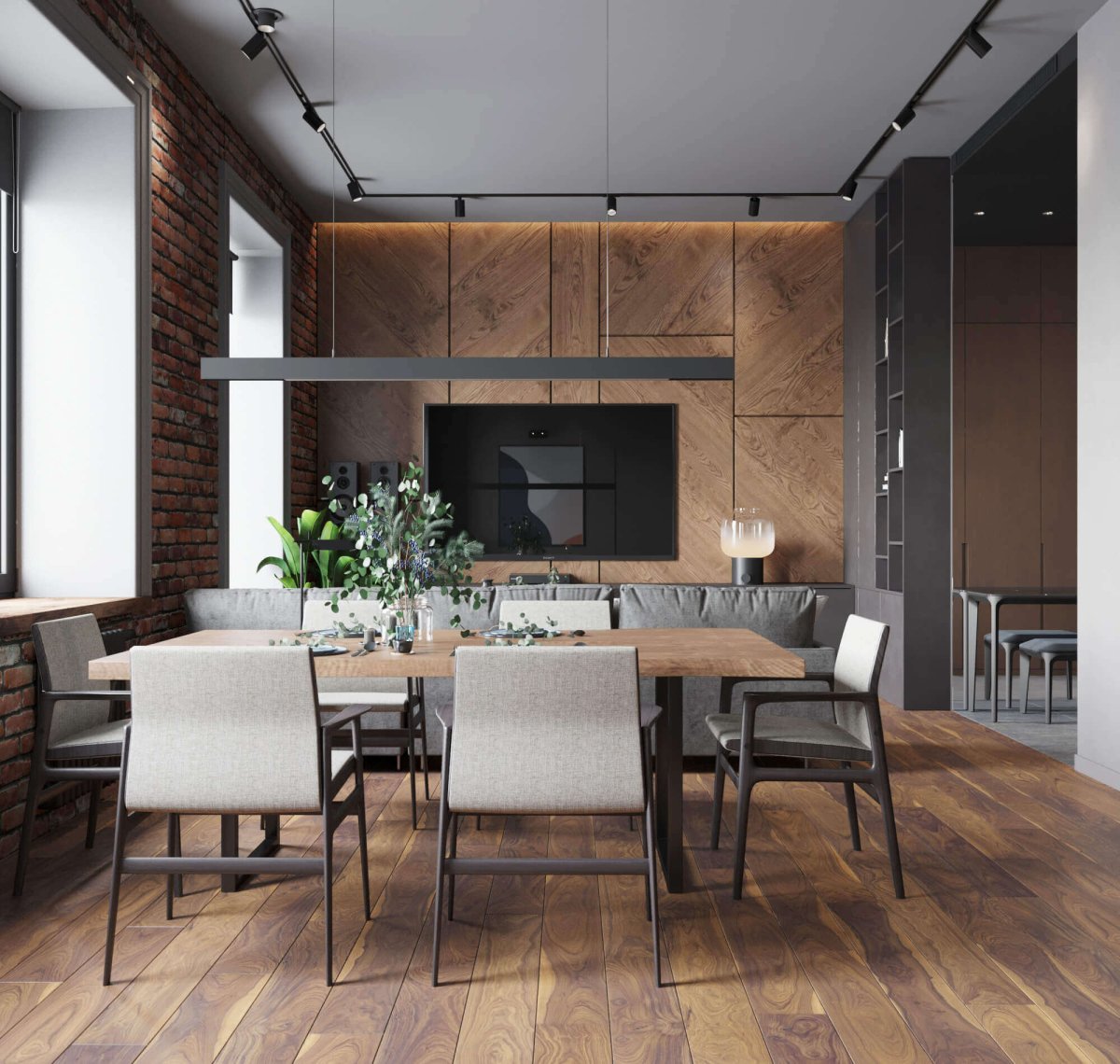 Кухня-гостиная в стиле лофт и Минимализм