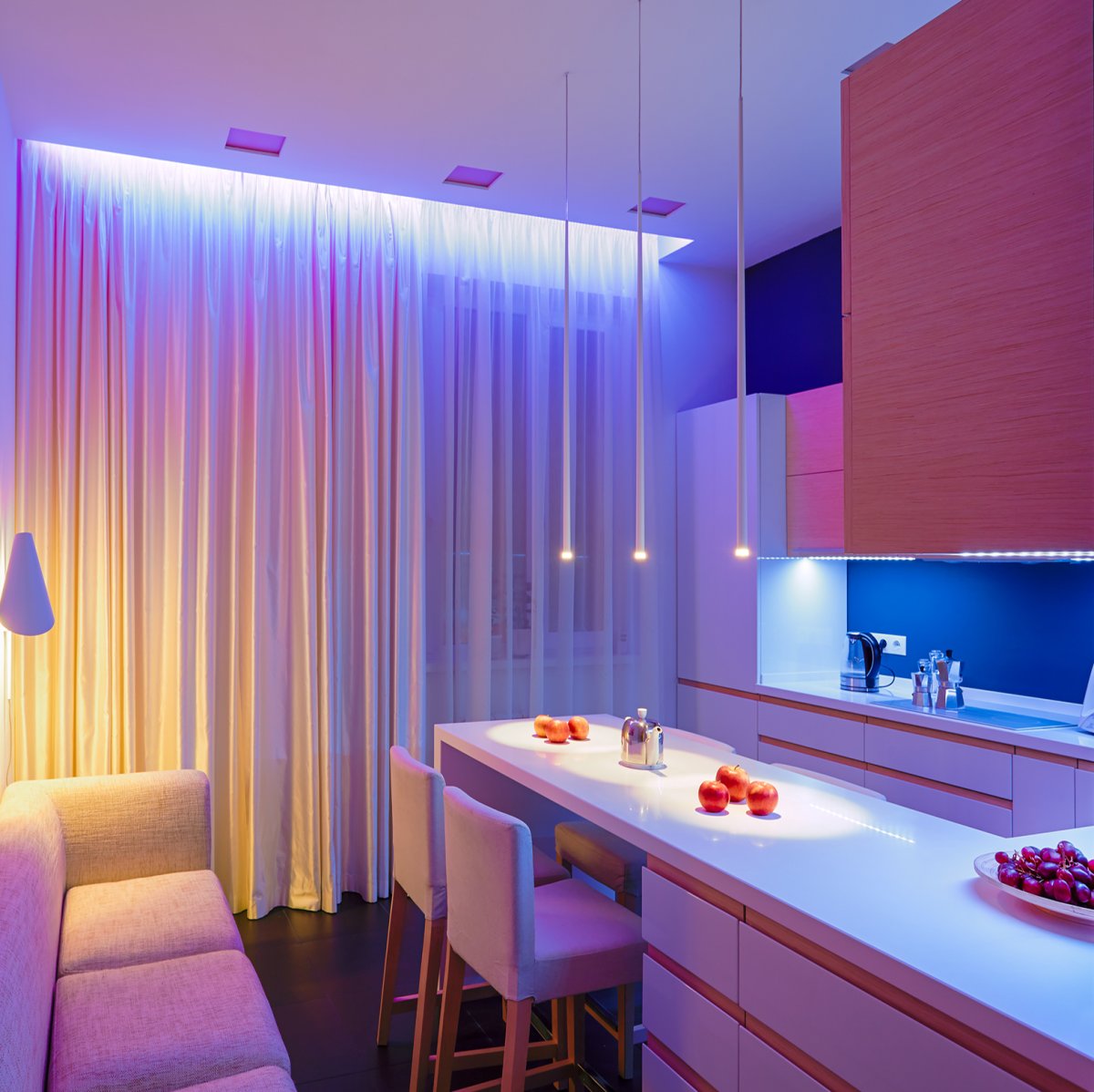 Закарнизная подсветка штор светодиодной лентой