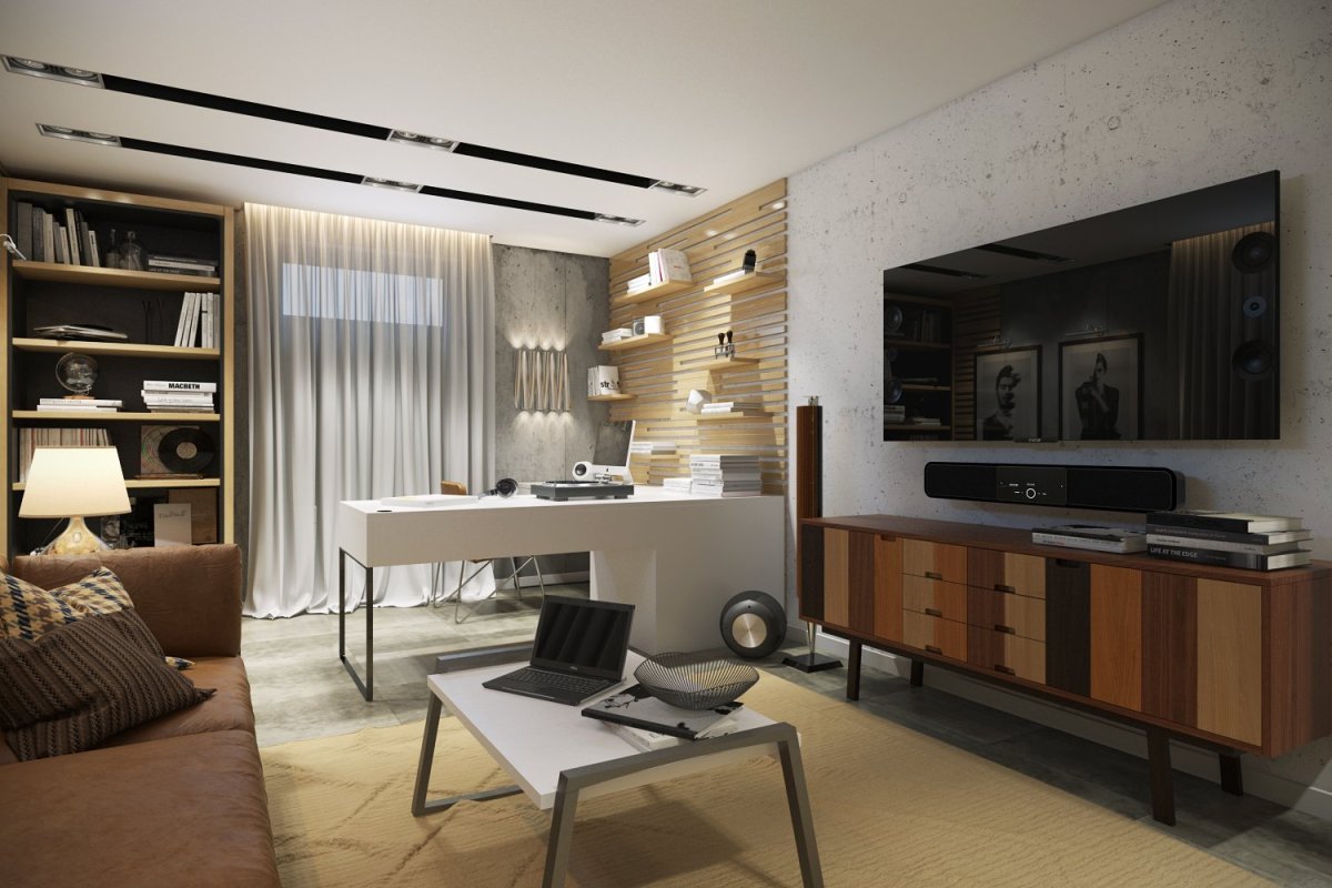 Кухня гостиная с рабочим местом