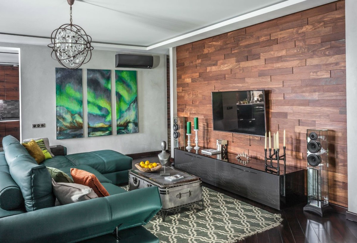 Стена с телевизором лофт