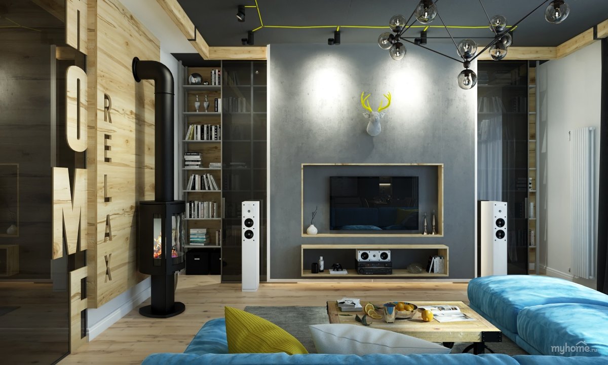 Шкаф в гостиную в стиле лофт