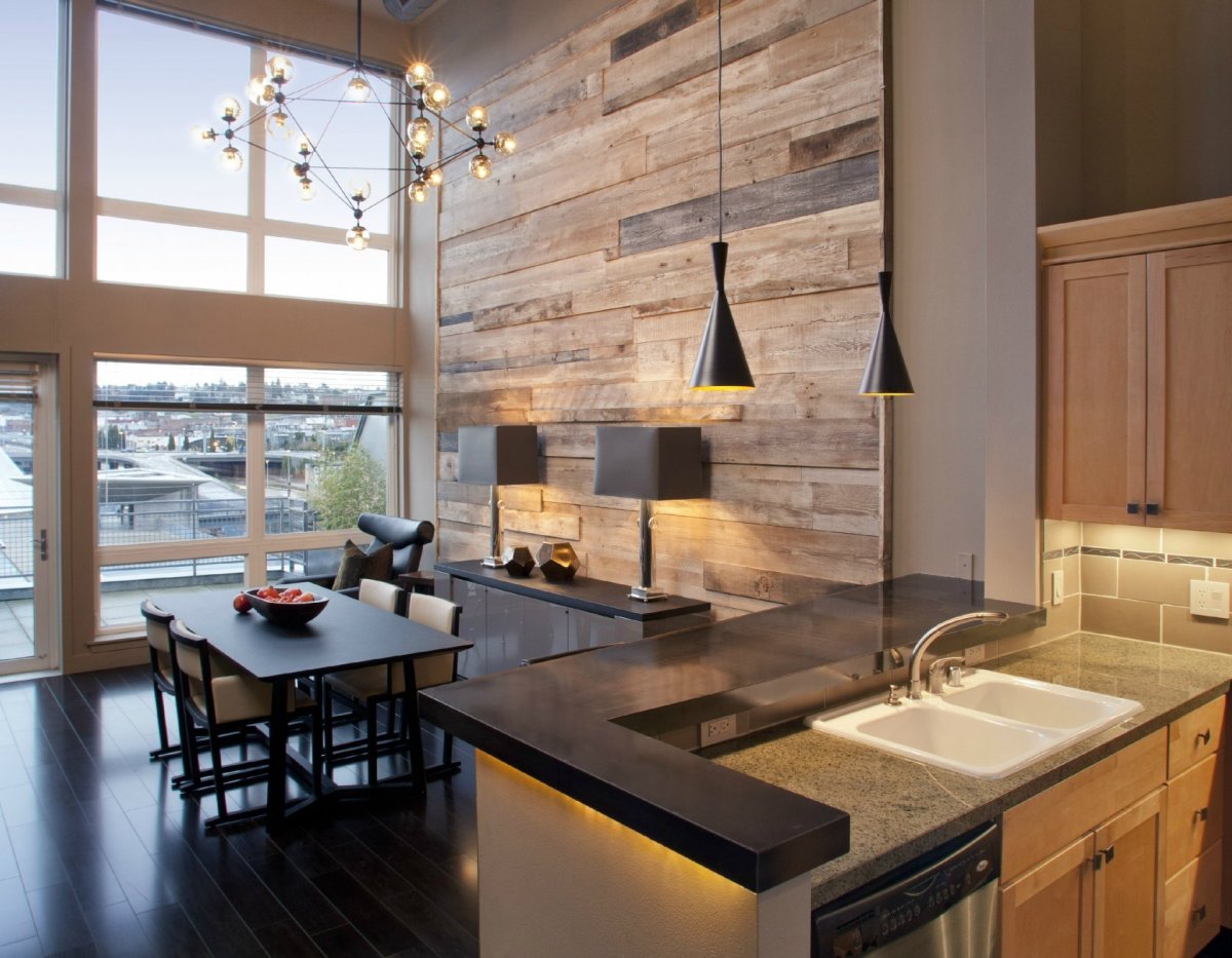 Ламинат на стену в кухне