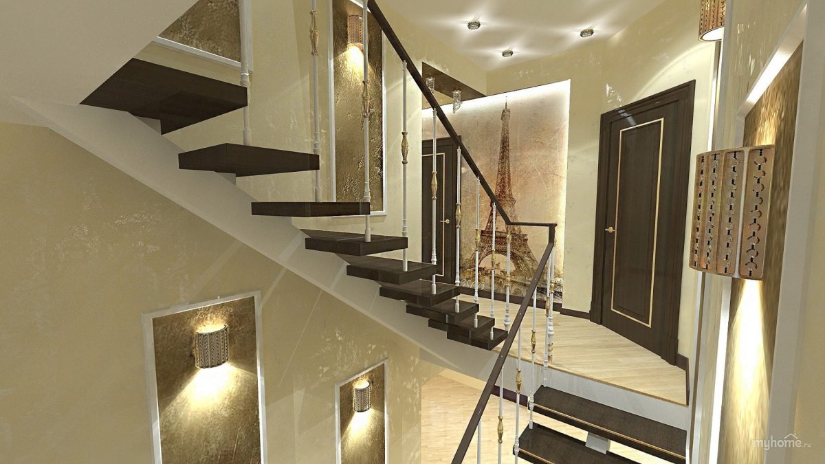 Отделка стен лестничного проема