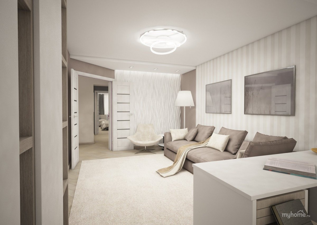 Интерьер гостиной в светлых тонах