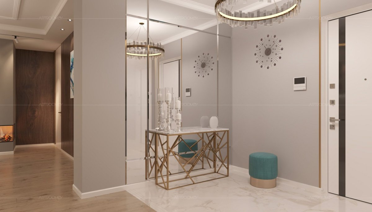 Зеркальная стена в прихожей