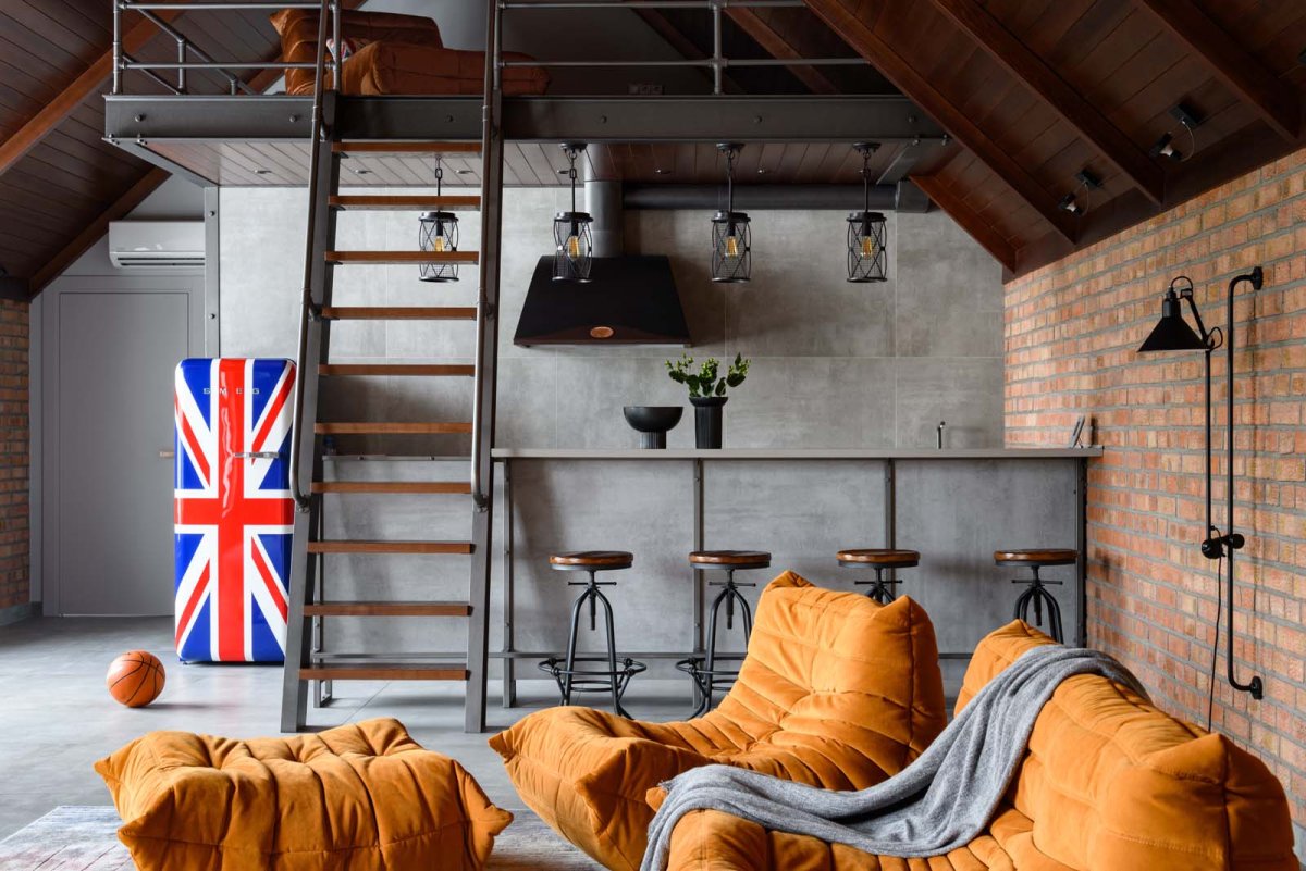 Интерьер лофт чердак