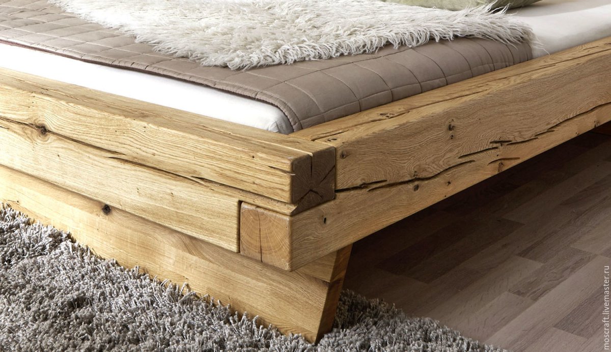 Кровать из бруса 200х200 в стиле лофт