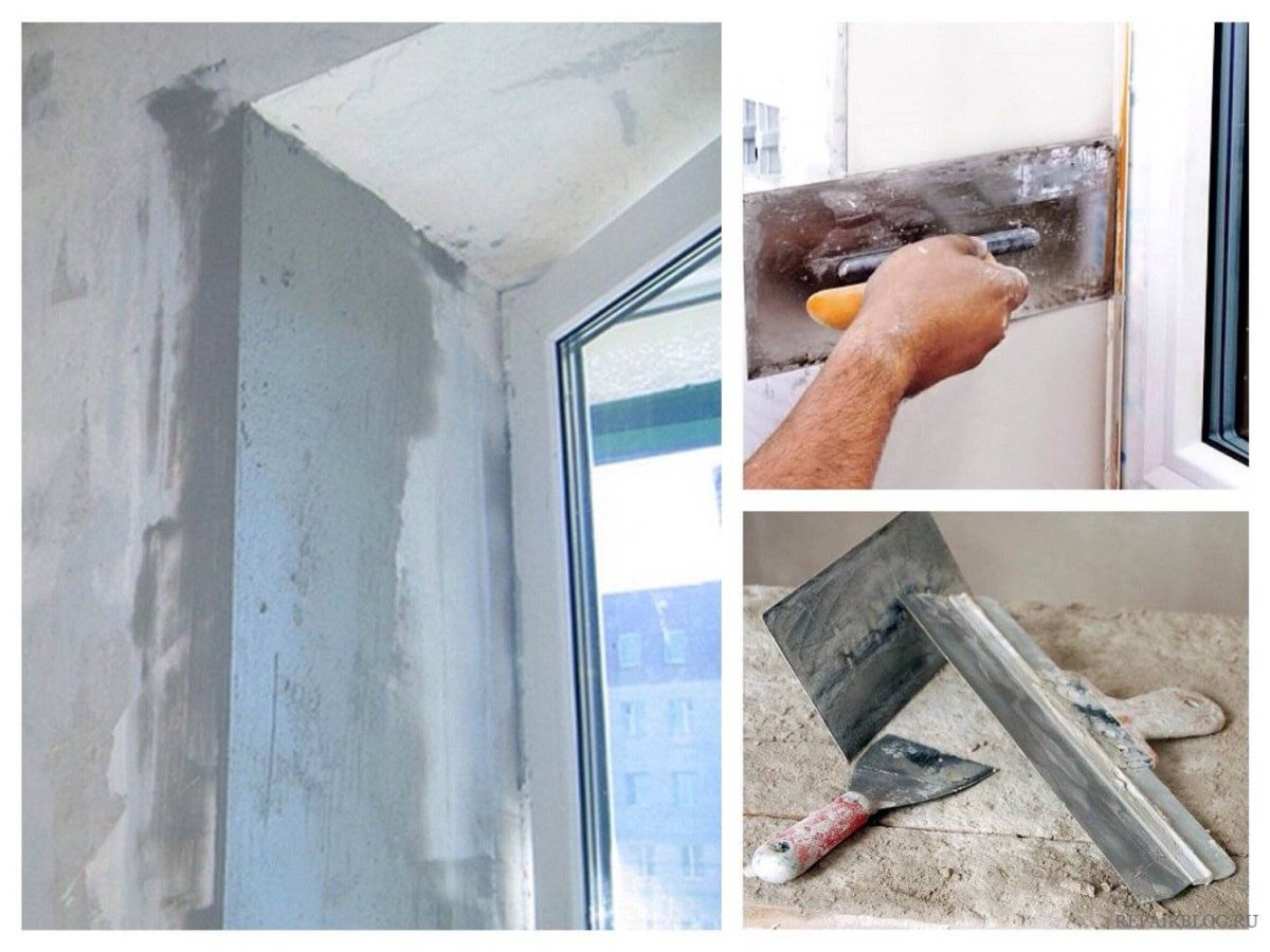 Штукатурка верхнего откоса окна