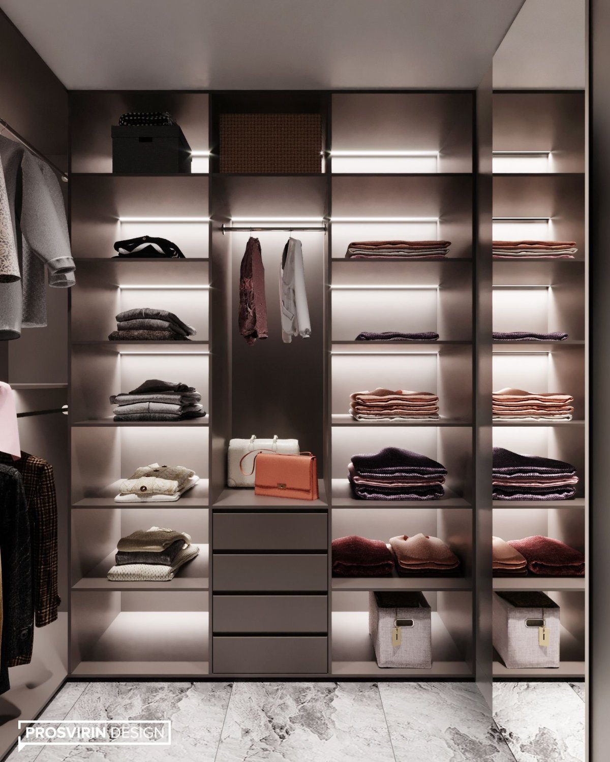 Узкие гардеробные комнаты