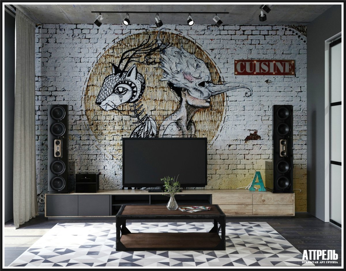 Креативная роспись стен в стиле лофт