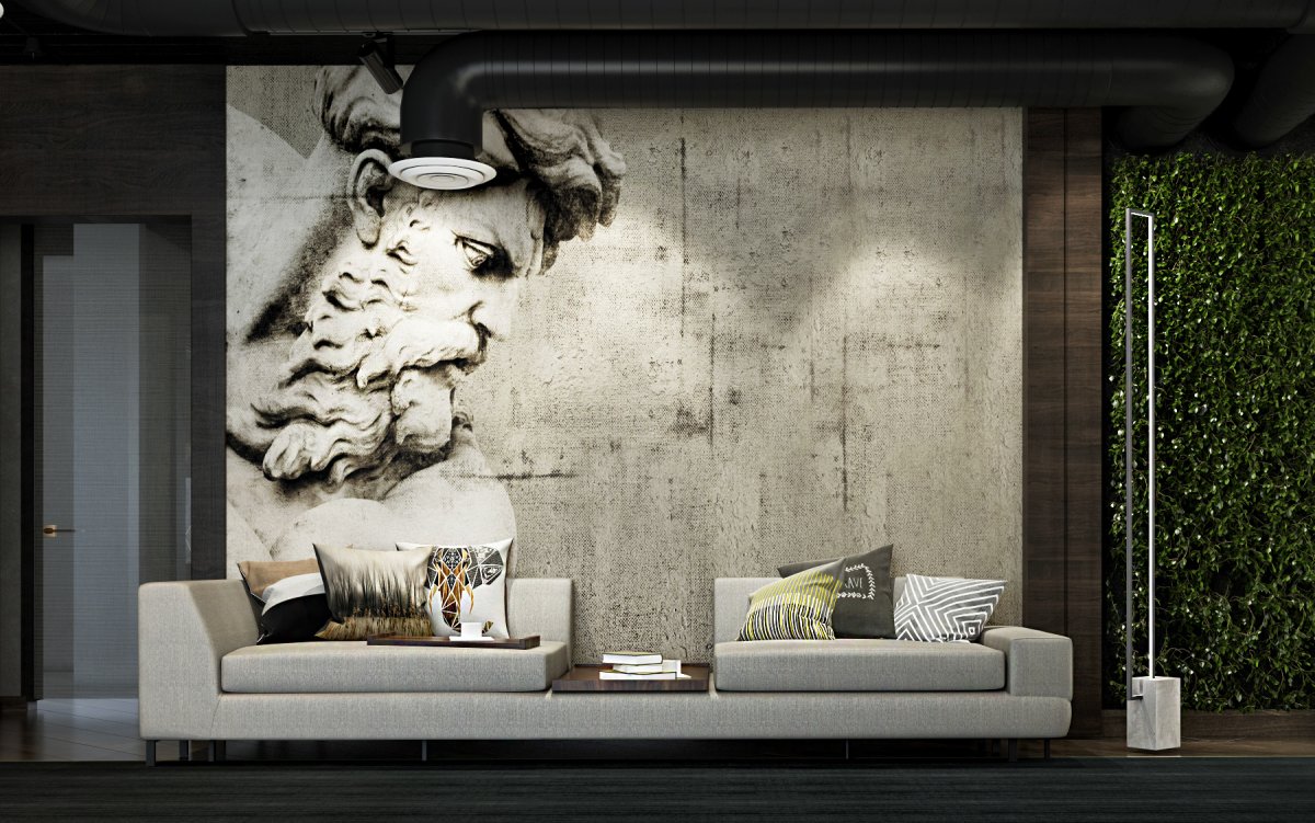 Роспись стен в интерьере лофт