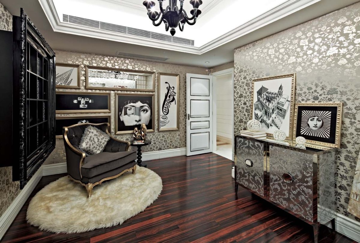 Линкруста в интерьере гостиной в стиле Неоклассика