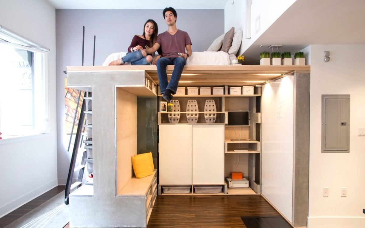 Кровать чердак в студии 20 кв.м