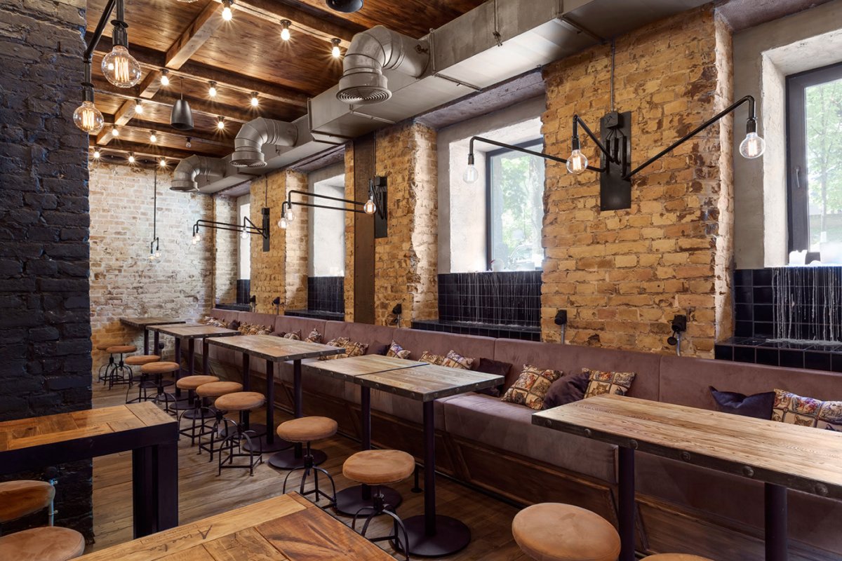 Бар в стиле индустриал
