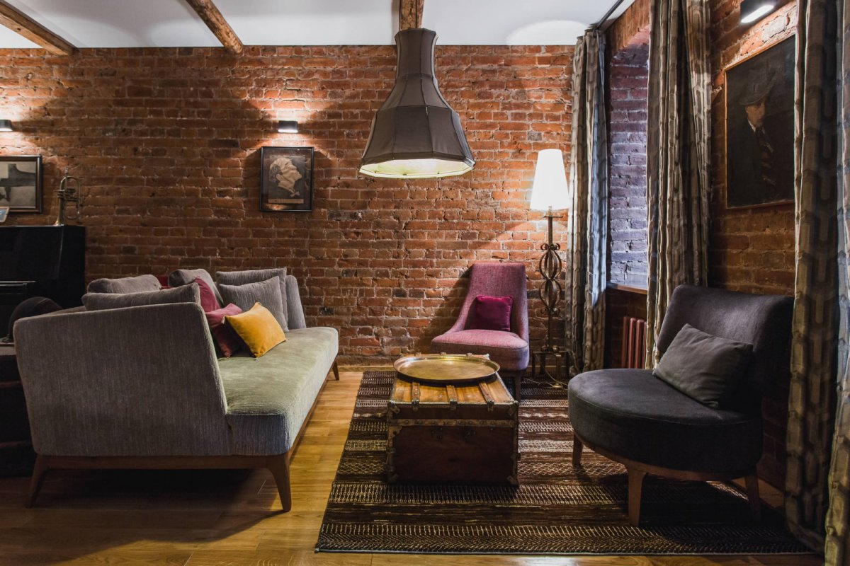 Loft интерьер красный кирпич
