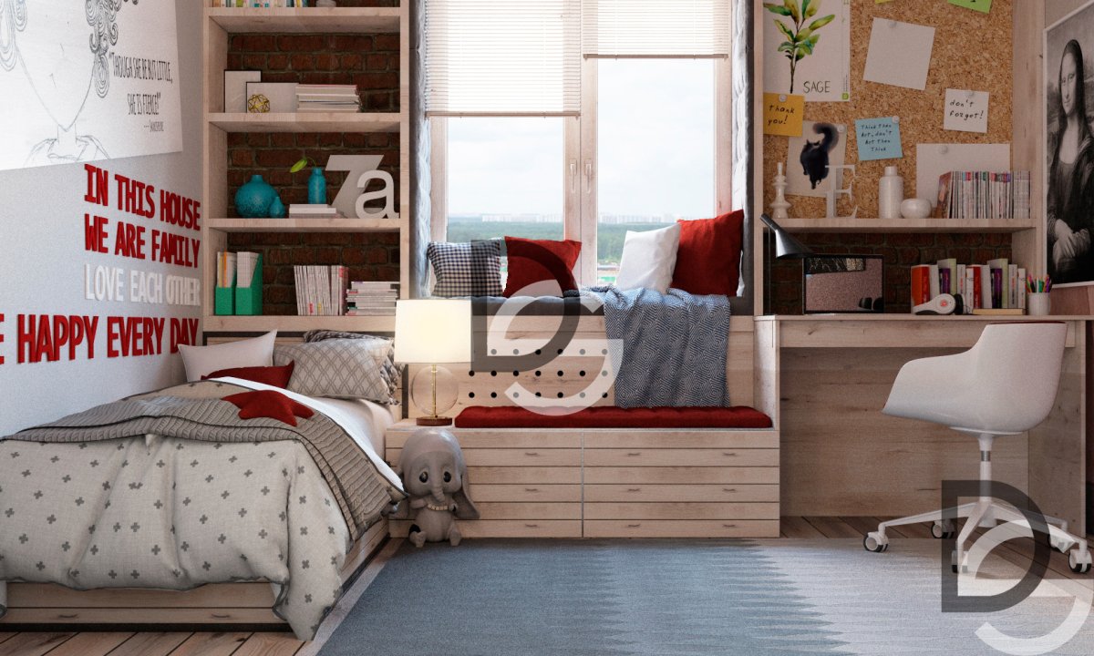 Спальня для девочки в стиле лофт