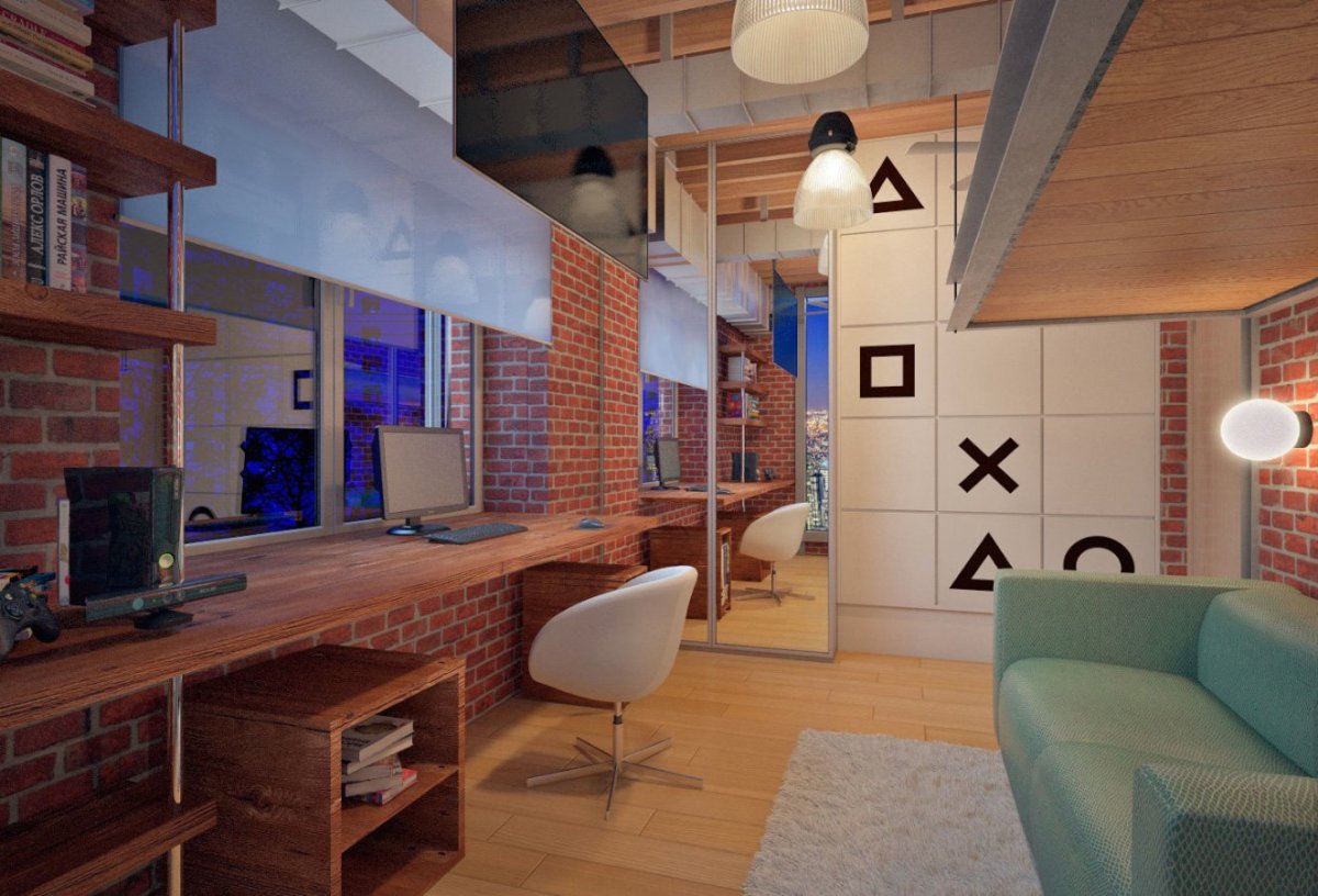 Комната в стиле лофт